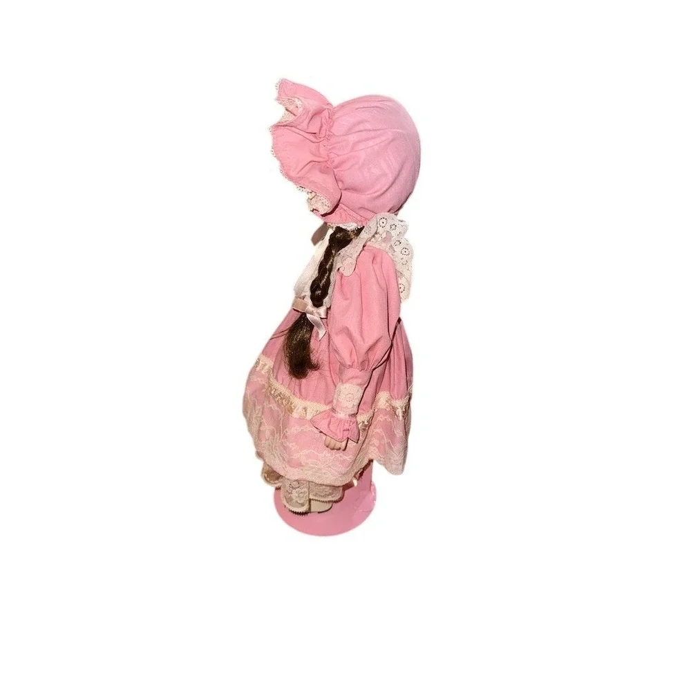 Princess House Katrina Porcelain Collector Doll‎ Pink Lace Dress w/ Stand